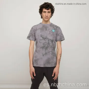 Camiseta de cuello de la tripulación estampada para hombres Tie Dye Tie Dye